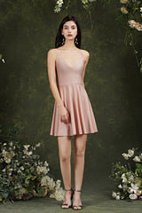 Short A-line V-neck Backless Party Dress