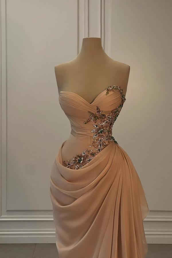 Sweetheart Mermaid Long Chiffon Prom Dress with Beads
