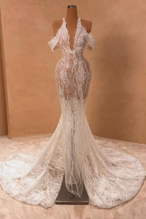 Long Off The Shoulder Tulle Appliques Lace Mermaid Prom Dress
