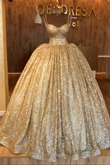 Long Sweetheart Spaghetti Straps Tulle Ball Gown Prom Dress
