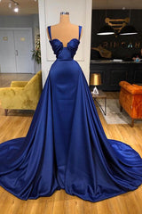 Elegant Long Mermaid Sweetheart Satin Formal Prom Dresses with the Train