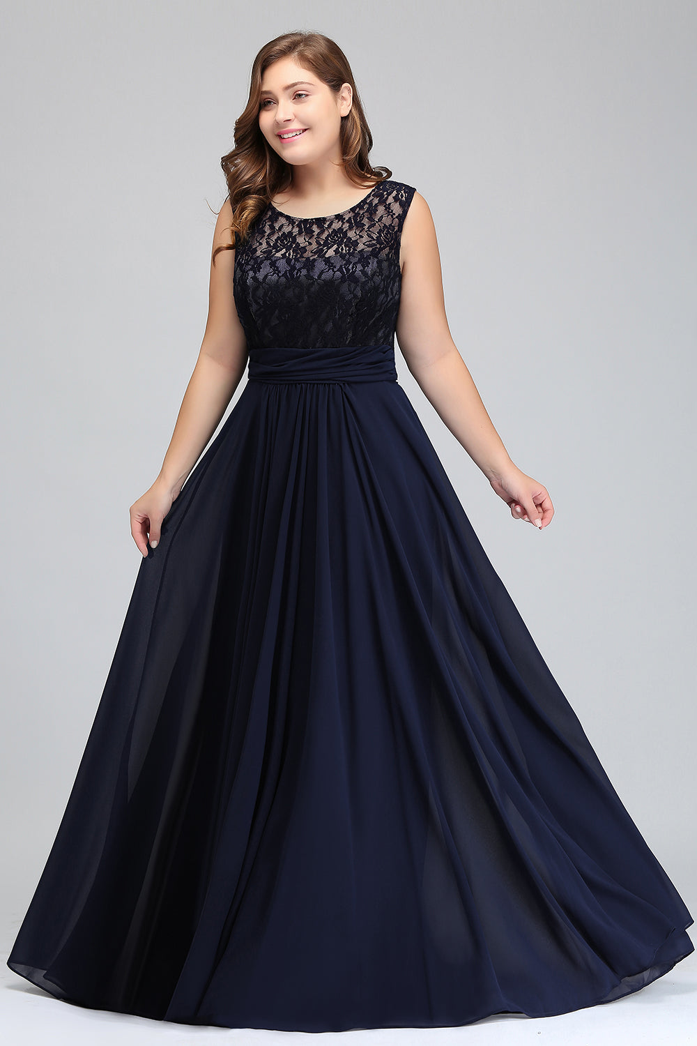 Classy Bateau Sleeveless A-Line Chiffon Floor Length Ruffles Prom Dress