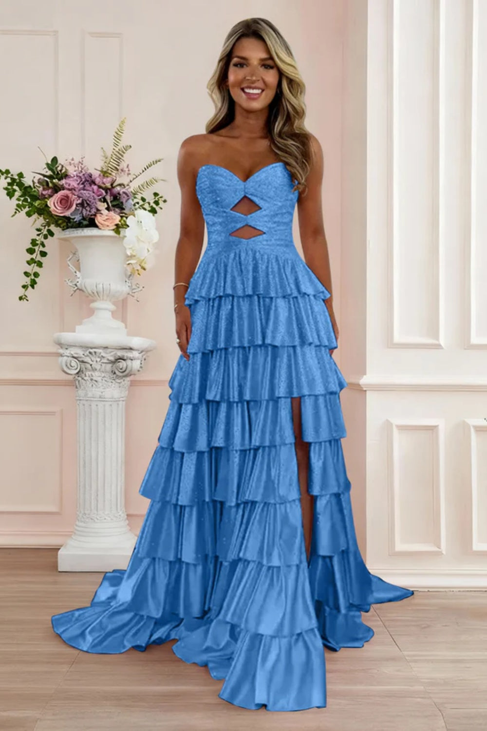 Sweetheart A-line Strapless Sleeveless Long Prom Dress with Split