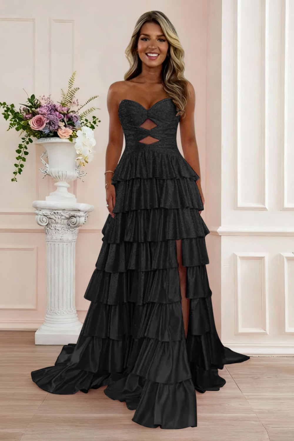 Sweetheart A-line Strapless Sleeveless Long Prom Dress with Split