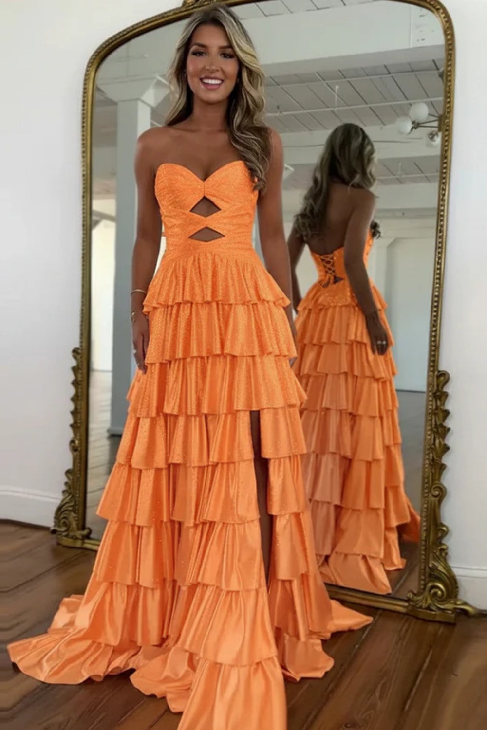 Sweetheart A-line Strapless Sleeveless Long Prom Dress with Split