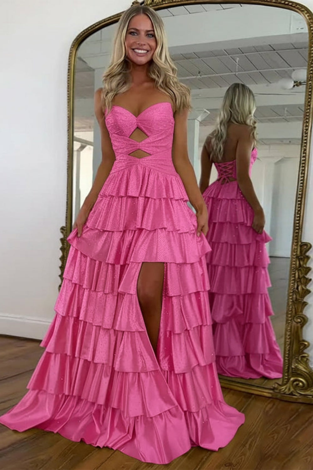 Sweetheart A-line Strapless Sleeveless Long Prom Dress with Split