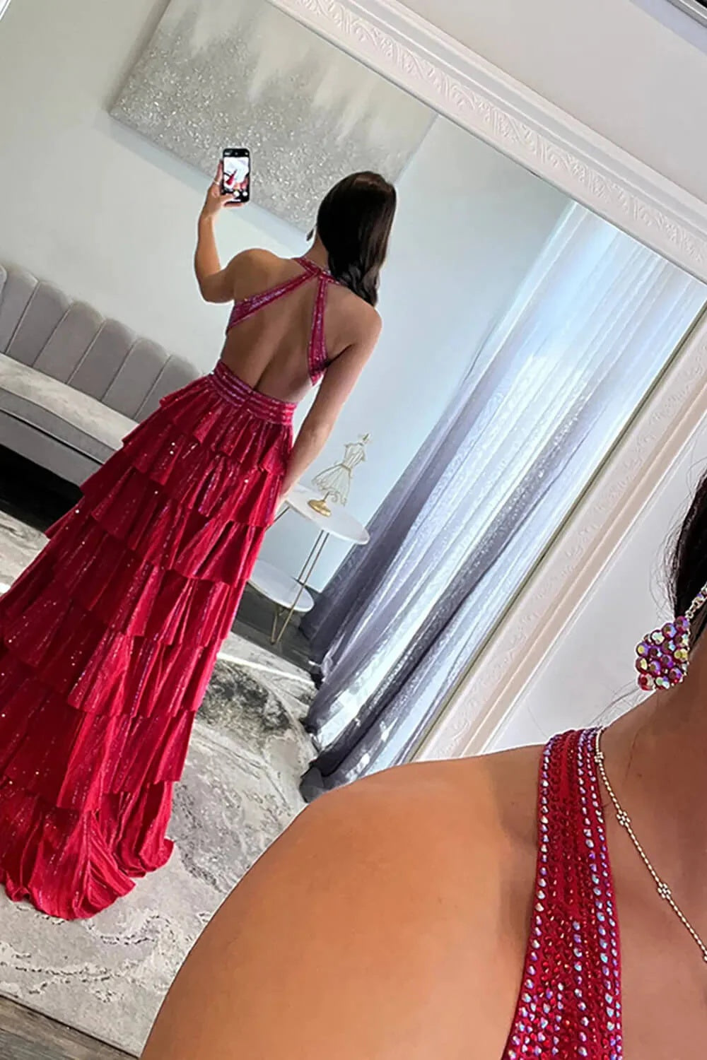 Sexy Sleeveless Halter A-line Long Prom Dress with Slit