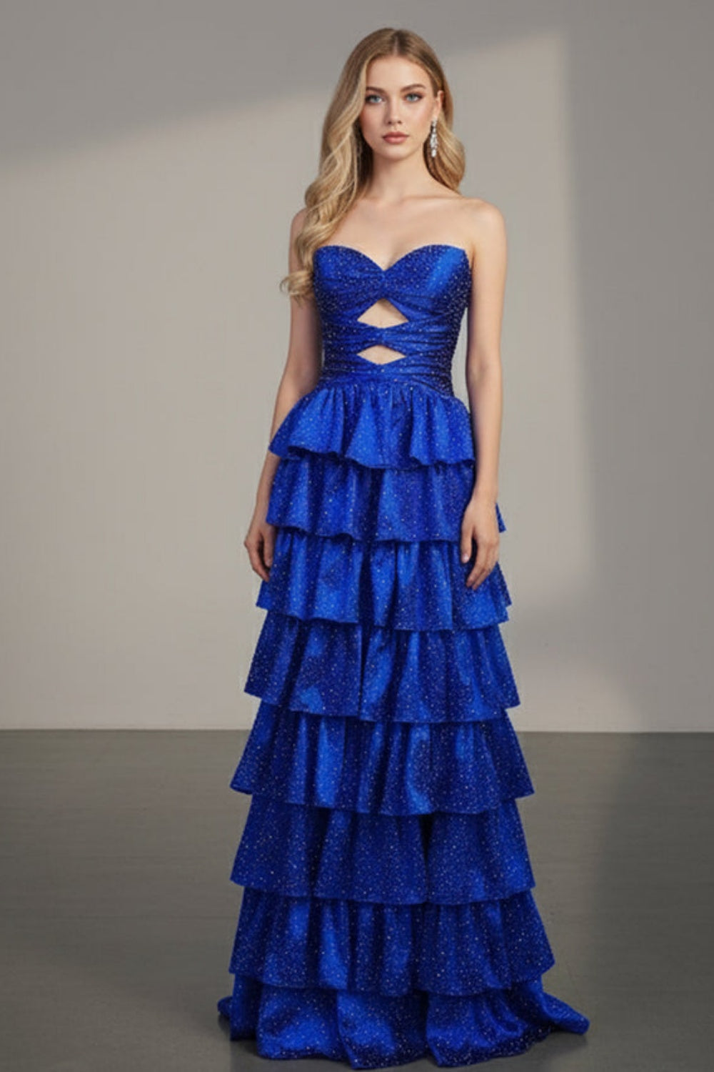 Simple Sweetheart Strapless A-line Long Prom Dress with Ruffles