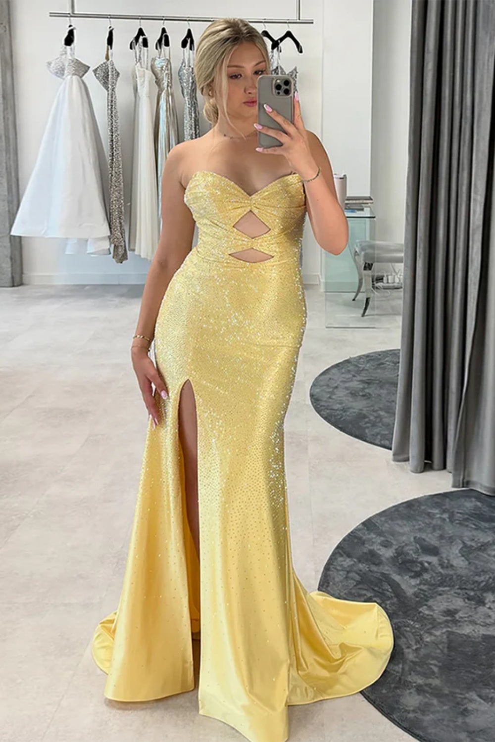 Cute Sweetheart Mermaid Sequined Prom Dress with Keyhole