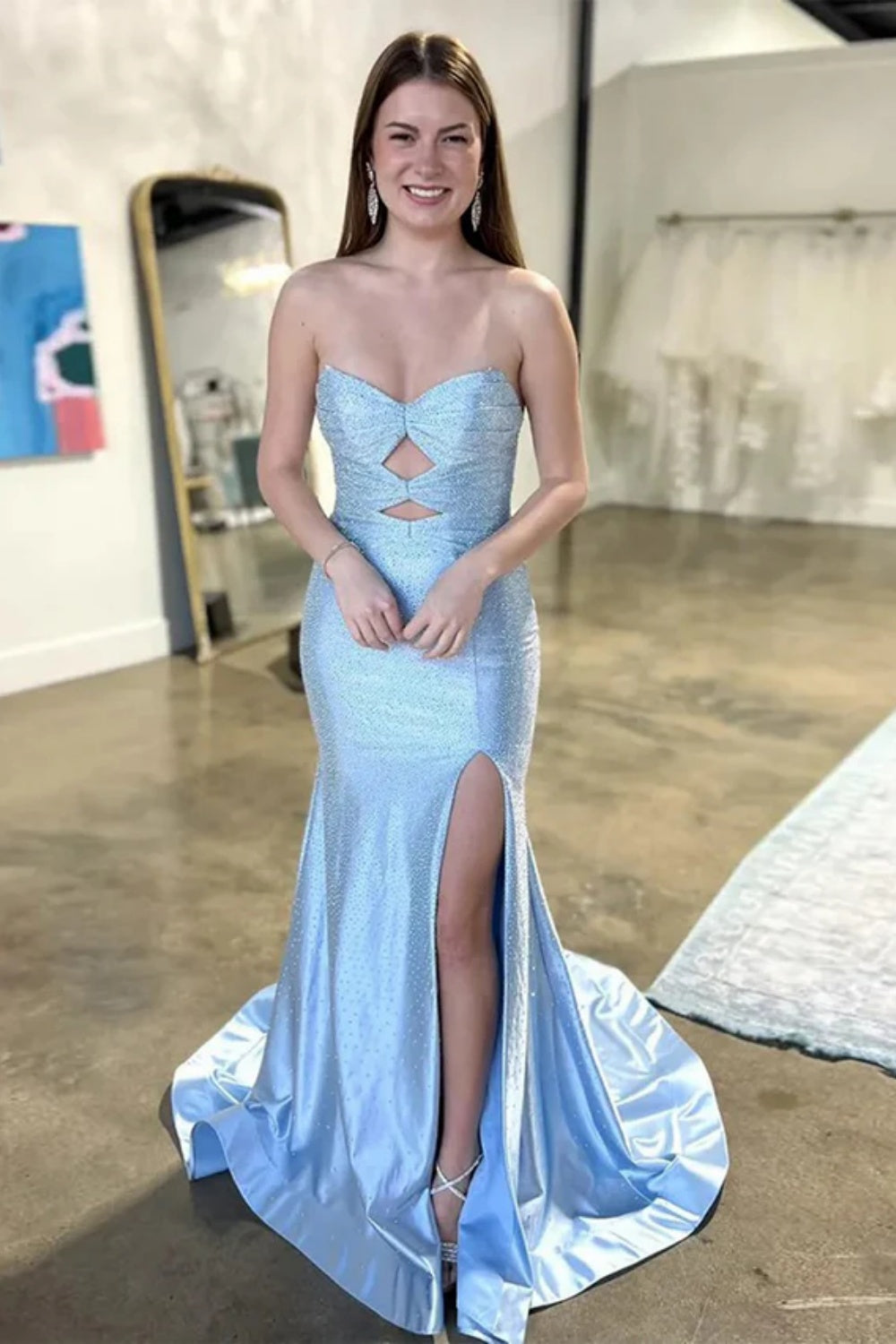 Cute Sweetheart Mermaid Sequined Prom Dress with Keyhole