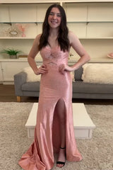 Cute Sweetheart Mermaid Sequined Prom Dress with Keyhole