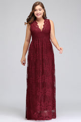 Vintage Wide Straps Deep V-neck A-Line Floor Length Prom Dress With Appliques Lace
