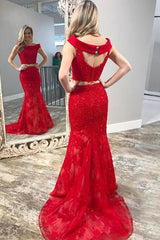 Two Piece Long Off the Shoulder Backless Lace Floor Length Mermaid Prom Dress