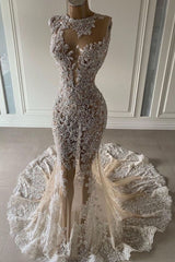 Gorgeous Long Mermaid Appliques Floor Length Tulle Prom Dress