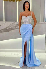 Gorgeous Long Mermaid Sweetheart Beading Prom Dresses with Split