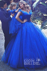 Long Ball Gown Off the Shoulder Tulle Formal Evening Dresses
