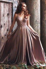 Long A-line V-neck Spaghetti Straps Backless Floor Length Ruffles Prom Dress