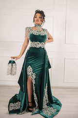 Unique Long Mermaid Velvet Formal Evening Dresses with Slit